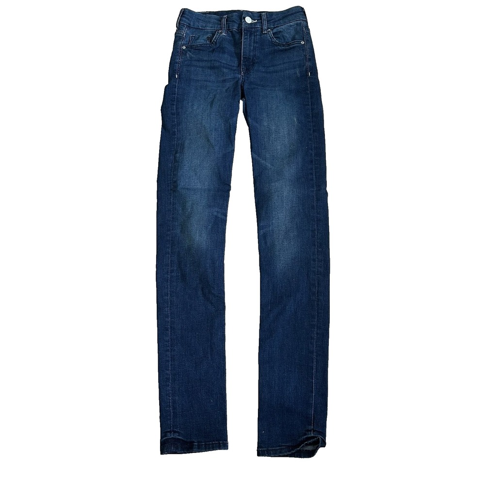 H&M Skinny Jeans woman's 26/31 Blue Stretch Mid Rise Pockets‎ Dark Denim
